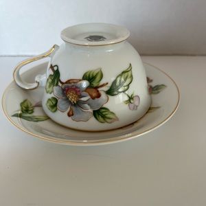 Roselyn China Dogwood Bloom Demitasse Cup & Saucer Gold Trim Expresso Cup